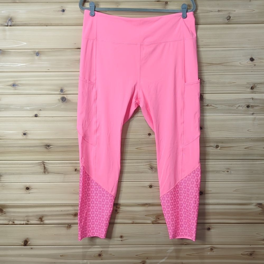 ZYIA Leggings Womens 20 Pink‎ Neon Patterned Ankle 24" Inseam